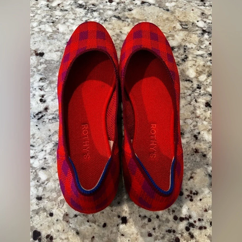 Rothy's Women's Flats Size 9 Pomegranate Gingham | Like New - Picture 4 of 8